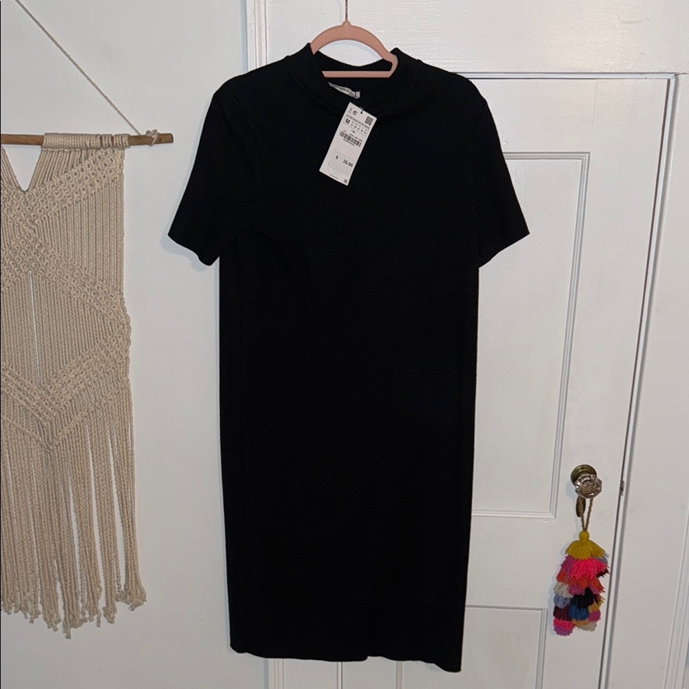 Black Zara Mock Neck Sweater Dress NWT